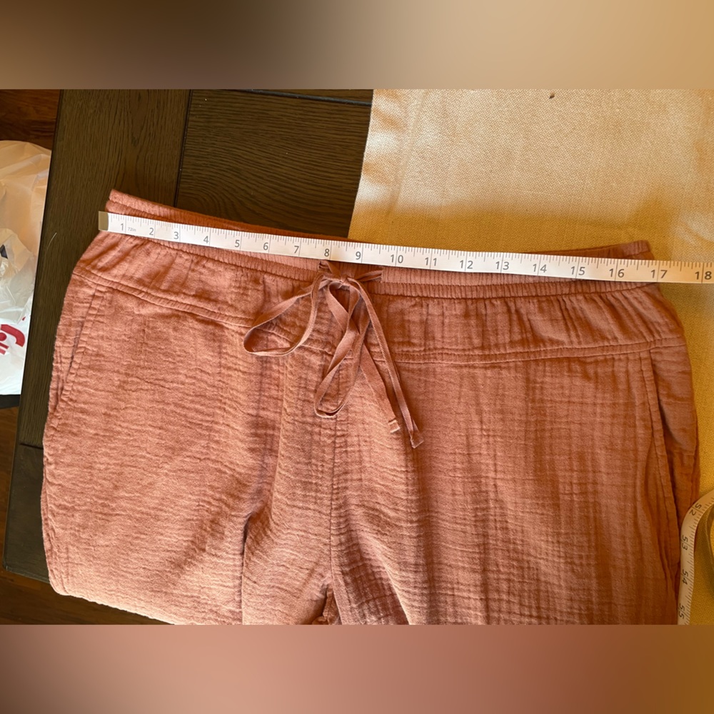 Like New 100% Cotton Relaxed Tie Waist Pants Dusty Rose Brown Large - Picture 11 of 12
